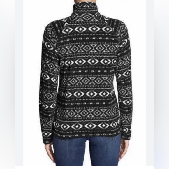 Eddie Bauer Quest fleece quarter zip pull over aztec print black & white XL - Picture 2 of 9